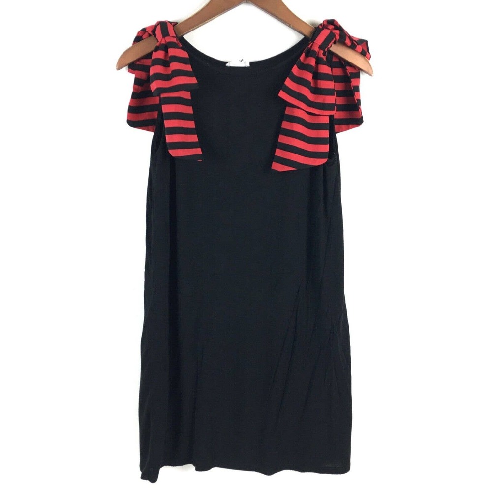 Fantastic Fawn Dress Womens Small Black Red Sleeveless Rayon Stretch Knee Length